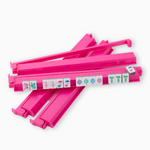 Set of four hot pink acrylic Mahjong racks with pushers
