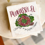FSU-themed cocktail napkins with hand-drawn Doak Campbell Stadium illustration.