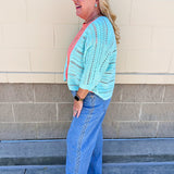 Seafoam Breeze Open Knit Cardigan in Mint