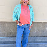 Mint open knit lightweight cardigan