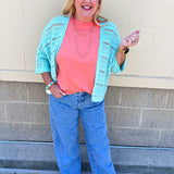 Seafoam Breeze Open Knit Cardigan in Mint