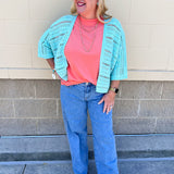 Seafoam Breeze Open Knit Cardigan in Mint