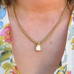 Dainty rope chain necklace with sparkling aurora borealis pendant