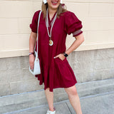 Southern Charm Ruffle Dress in Garnet