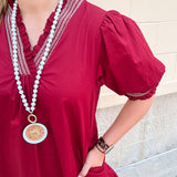 Southern Charm Ruffle Dress in Garnet