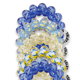 Tiny Spiral Hair Coils in yellow and blue