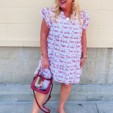[Stewart Simmons] The Team Toile Flutter Sleeve Dress FSU
