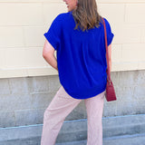 Sunday Best Woven Top in Royal Blue