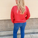Sunset Shore Open Knit Sweater in Orange