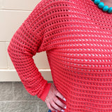 Sunset Shore Open Knit Sweater in Orange