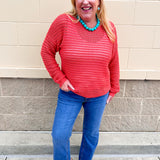 Sunset Shore Open Knit Sweater in Orange