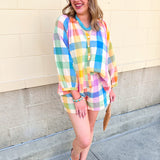 [Sunshine Tienda] Rainbow Plaid Bermuda Short