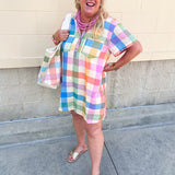[Sunshine Tienda] Rainbow Plaid Getaway Mini Dress