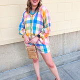 [Sunshine Tienda] Rainbow Plaid Lucia Top