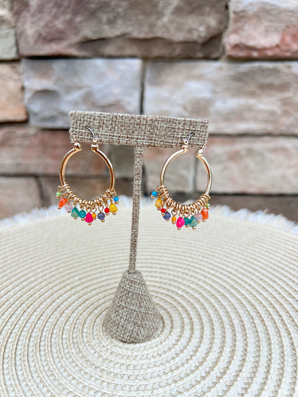 Sunstone Charm Hoop Earrings- The Pink Pineapple 850