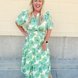 Midi-length dress with half sleeves, pintuck details, and a flattering elastic waist, designed in a lightweight fabric for summer styling