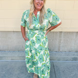 Midi-length dress with half sleeves, pintuck details, and a flattering elastic waist, designed in a lightweight fabric for summer styling