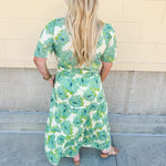 Midi-length dress with half sleeves, pintuck details, and a flattering elastic waist, designed in a lightweight fabric for summer styling