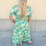 Midi-length dress with half sleeves, pintuck details, and a flattering elastic waist, designed in a lightweight fabric for summer styling