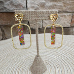 Taylor Shaye Designs Pastel Confetti Stick Rectangle Hoops with colorful pastel accents