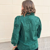 The Bloom Haven 3D Floral Top in Hunter Green