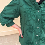 The Bloom Haven 3D Floral Top in Hunter Green