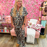 Midnight Garden Satin Pajama Top