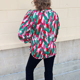 Holiday Bloom Abstract Top