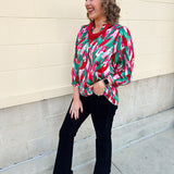 Holiday Bloom Abstract Top