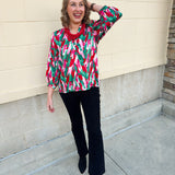 Holiday Bloom Abstract Top