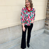 Holiday Bloom Abstract Top
