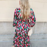 Holiday Bloom Abstract Midi Dress