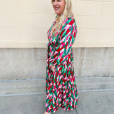 Holiday Bloom Abstract Midi Dress
