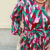 Holiday Bloom Abstract Midi Dress