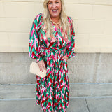 Holiday Bloom Abstract Midi Dress