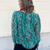 Evergreen Gala Floral Jacquard Top