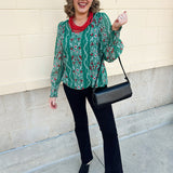 Evergreen Gala Floral Jacquard Top