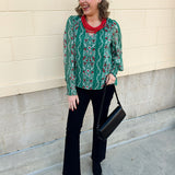 Evergreen Gala Floral Jacquard Top