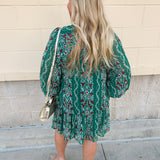 Evergreen Gala Floral Jacquard Dress