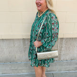 Evergreen Gala Floral Jacquard Dress