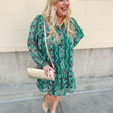 Evergreen Gala Floral Jacquard Dress