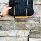 Midnight Glam Pleated Bow Clutch