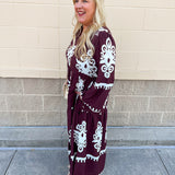 Crimson Chateau Damask Midi Dress