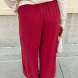 Fresh Breeze Frayed Wide Leg Linen Pants in Rust