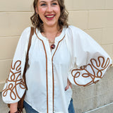 Meadowlace Soutache Blouse in Cream
