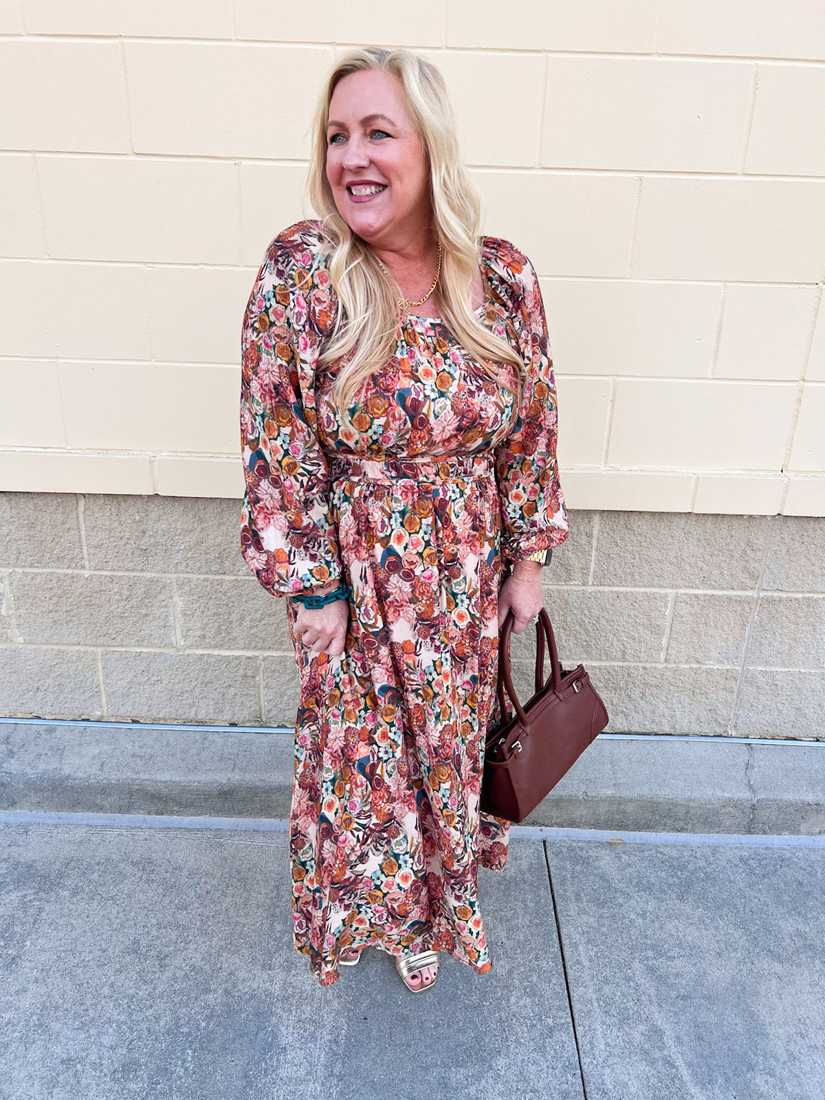 The Marigold Haven Floral Midi Dress