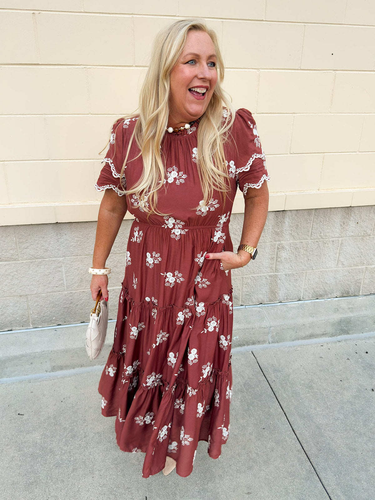 The Meadow Grace Embroidered Midi Dress