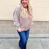 Warmth Whisper Fuzzy Quarter Zip in Tan