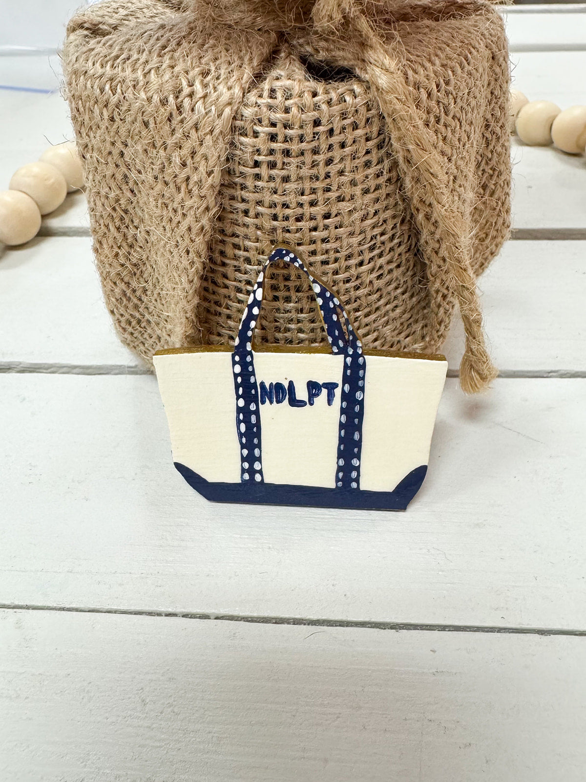 Hand painted tote bag needle minder