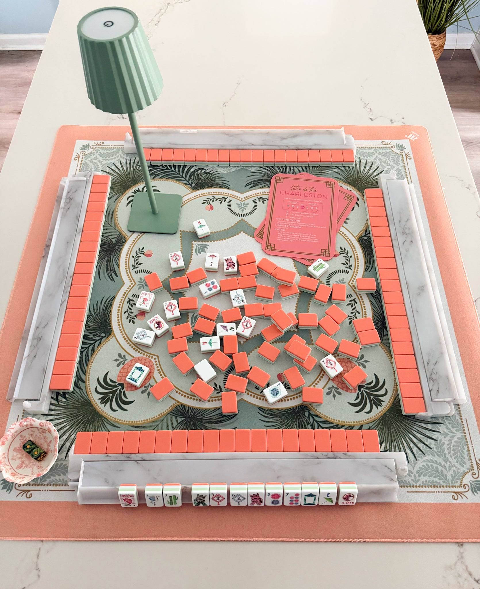 [The Pink Pineapple] Solara Pineapple Palm Luxury Mahjong Tile Set Tablescape